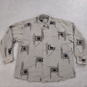 Vintage Maxini Collezione Shirt Mens XL Gray Designer Button‎ Down Long Sleeve